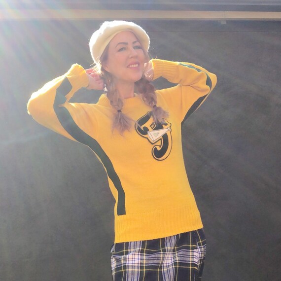Vintage 50s Varsity Letter Cheerleader Sweater Gol