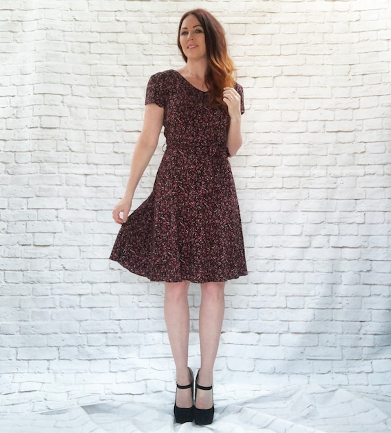 grunge midi dress Vintage 90s Y2K Black Velvet Midi Dress Plus Size 1X Stretch Grunge Goth Floral