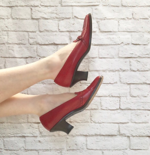 red heeled loafers