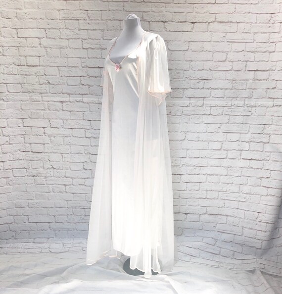 Vintage 70s Night Gown Sheer Robe Sleep Lounge Set