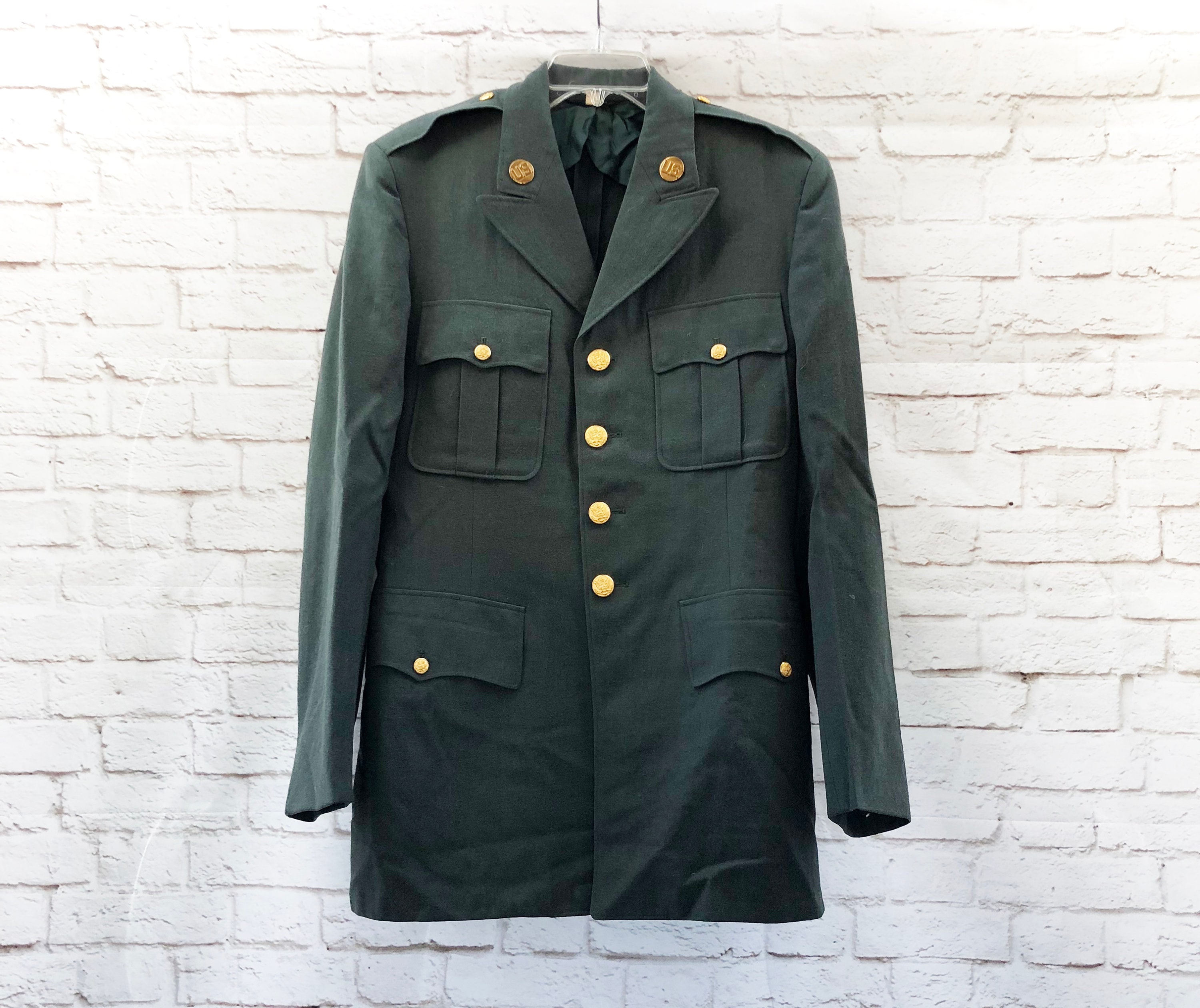 dark green military coat