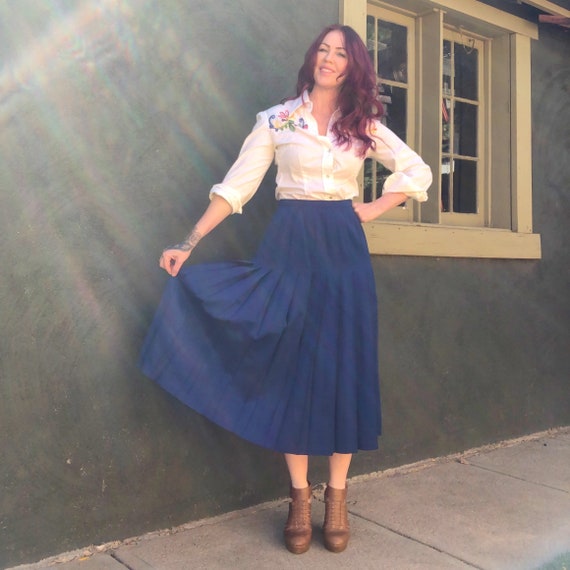Vintage 80s does 30s Pendleton Blue Wool Pleated S