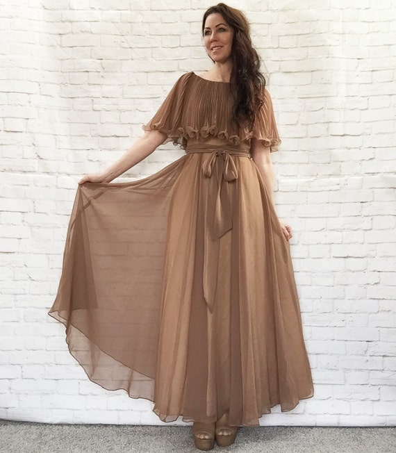 Vintage 60s Chiffon Pleated Shawl Sheer 