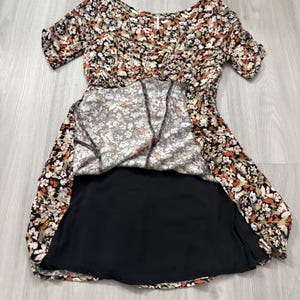 Free People Womens Mini Dress Floral Smocked Waist Flutter Sleeve Black Orange 6 image 17