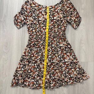 Free People Womens Mini Dress Floral Smocked Waist Flutter Sleeve Black Orange 6 image 13