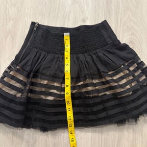 Free People Women Mini Skirt Black Mesh Stripe Tulle Trim Fit Flare Side Zip 4 image 8