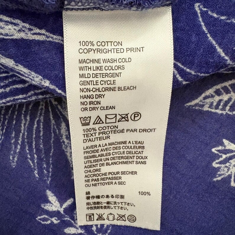 Tommy Bahama dames tuniek top blauw wit bloemen palmprint blouse met knoopsluiting en V-hals S afbeelding 10