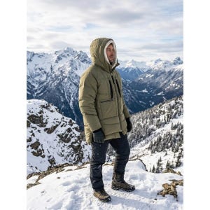 Orolay Mens Jacket Down Parka Jacket Coat Army Green Hooded Multi-Pocket Size XL