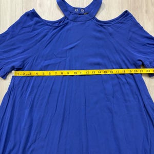 Free People jurk voor dames, koningsblauw, open schouders, ruches aan de zoom, boho, maat L afbeelding 7