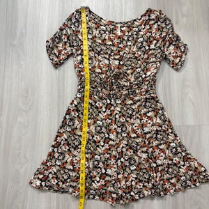 Free People Womens Mini Dress Floral Smocked Waist Flutter Sleeve Black Orange 6 image 6