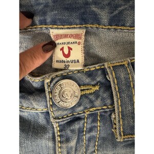 True Religion Jeans Damen Blau Regenbogen Bobby Straight Leg Hose Größe 30 Bild 3