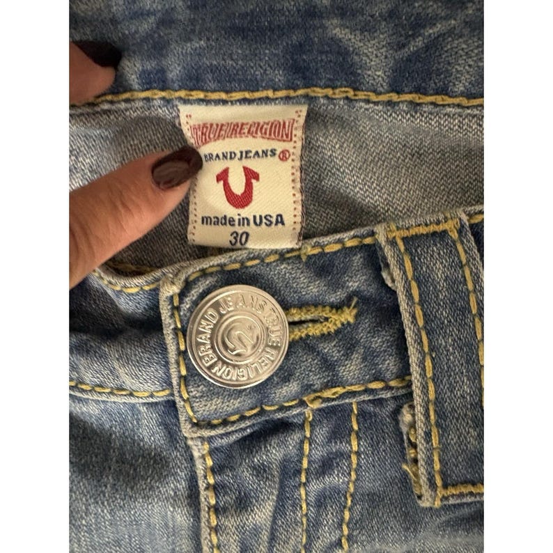 True Religion Jeans Damen Blau Regenbogen Bobby Straight Leg Hose Größe 30 Bild 3