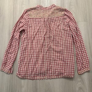 Johnny Was Bluse Damen Workshop Rosa Vichy-Karo-Bluse mit Stickerei und Schnürung Top XS Bild 3