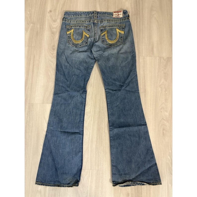 True Religion Jeans Damen Blau Regenbogen Bobby Straight Leg Hose Größe 30 Bild 9
