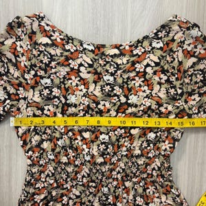 Free People Womens Mini Dress Floral Smocked Waist Flutter Sleeve Black Orange 6 image 14