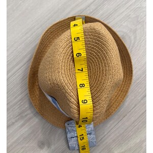 Tommy Bahama Kids Hat Tan Straw Fedora Hat Blue Striped Band New With Tags image 6