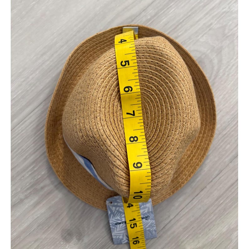 Tommy Bahama Kids Hat Tan Straw Fedora Hat Blue Striped Band New With Tags image 6