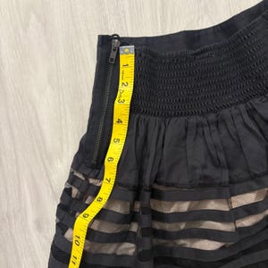 Free People Women Mini Skirt Black Mesh Stripe Tulle Trim Fit Flare Side Zip 4 image 9