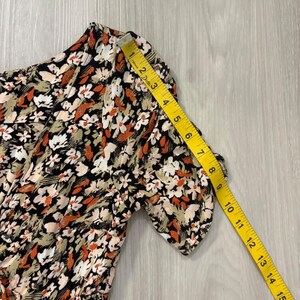 Free People Womens Mini Dress Floral Smocked Waist Flutter Sleeve Black Orange 6 image 9