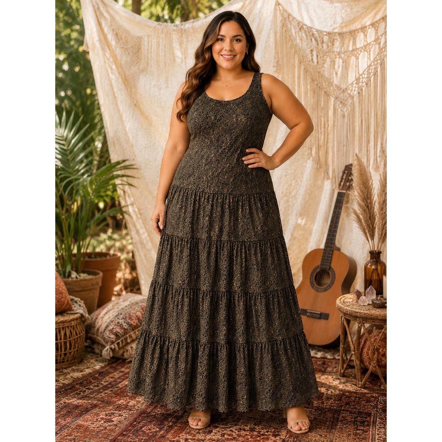 black and gold dress size 14 Jones Wear Womens Geometric Tiered Sleeveless Maxi Dress simple black and gold dress