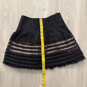 Free People Women Mini Skirt Black Mesh Stripe Tulle Trim Fit Flare Side Zip 4 image 5