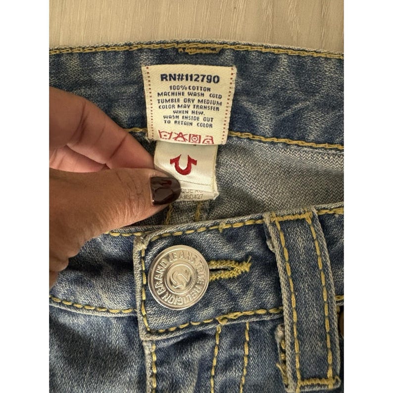 True Religion Jeans Damen Blau Regenbogen Bobby Straight Leg Hose Größe 30 Bild 4