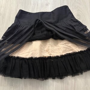 Free People Women Mini Skirt Black Mesh Stripe Tulle Trim Fit Flare Side Zip 4 image 11
