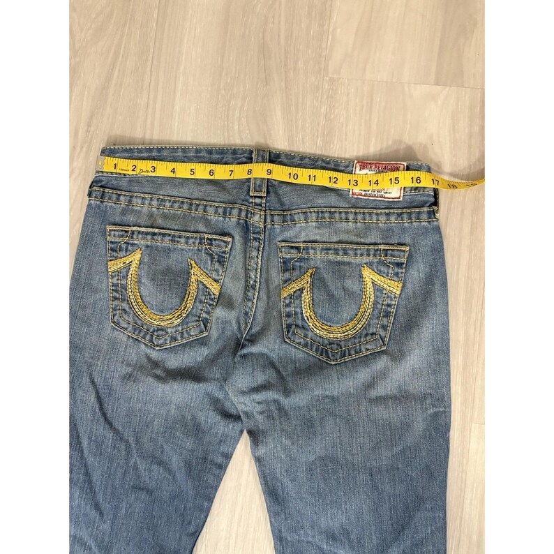 True Religion Jeans Damen Blau Regenbogen Bobby Straight Leg Hose Größe 30 Bild 11