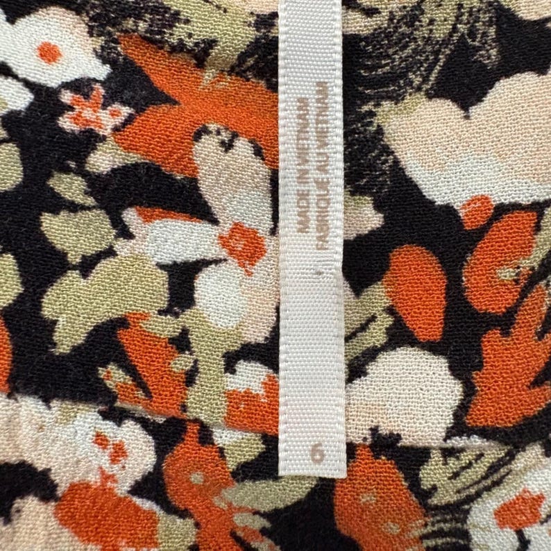 Free People Womens Mini Dress Floral Smocked Waist Flutter Sleeve Black Orange 6 image 5