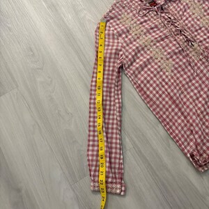 Johnny Was Bluse Damen Workshop Rosa Vichy-Karo-Bluse mit Stickerei und Schnürung Top XS Bild 7