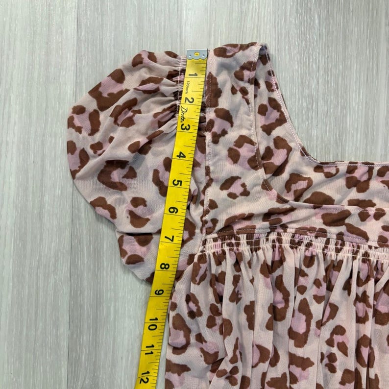 Free People Top Women Leopard Print Square Neck Smocked Puff Sleeve Size M imagen 9