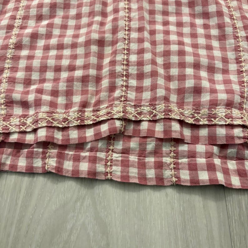 Johnny Was Bluse Damen Workshop Rosa Vichy-Karo-Bluse mit Stickerei und Schnürung Top XS Bild 13