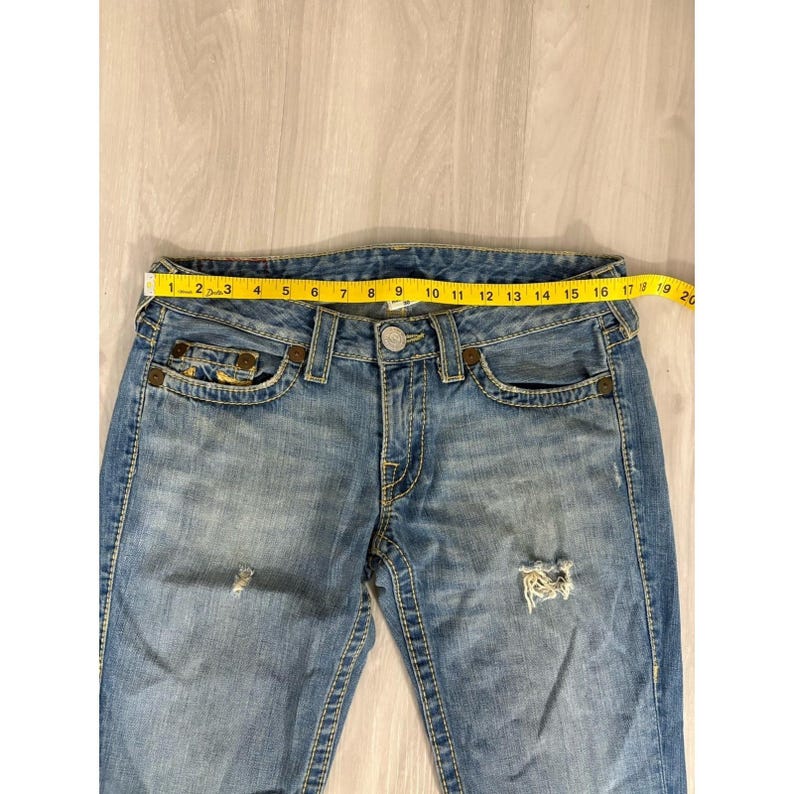 True Religion Jeans Damen Blau Regenbogen Bobby Straight Leg Hose Größe 30 Bild 7
