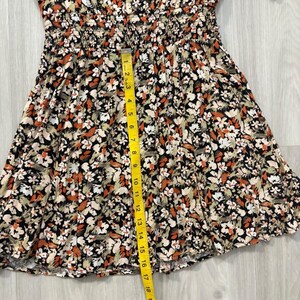 Free People Womens Mini Dress Floral Smocked Waist Flutter Sleeve Black Orange 6 image 16
