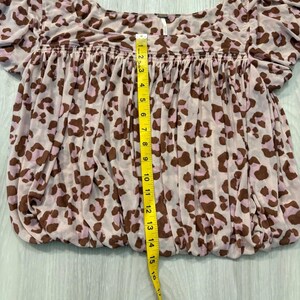 Free People Top Women Leopard Print Square Neck Smocked Puff Sleeve Size M imagen 10