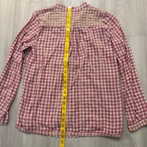 Johnny Was Bluse Damen Workshop Rosa Vichy-Karo-Bluse mit Stickerei und Schnürung Top XS Bild 9