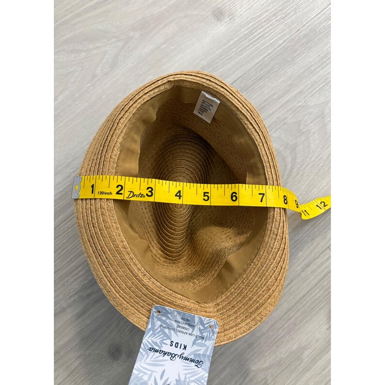 Tommy Bahama Kids Hat Tan Straw Fedora Hat Blue Striped Band New With Tags image 9