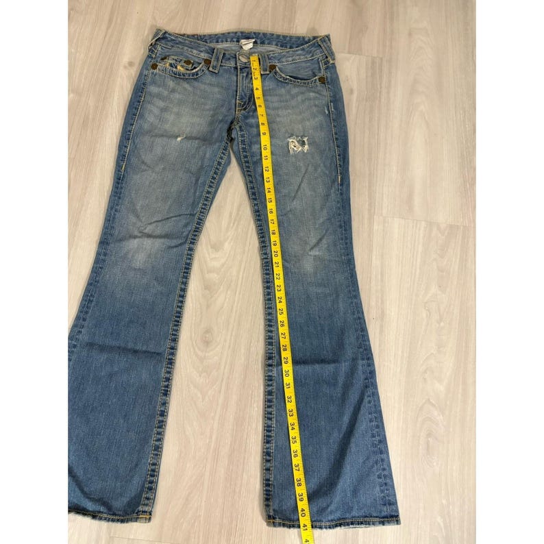 True Religion Jeans Damen Blau Regenbogen Bobby Straight Leg Hose Größe 30 Bild 5