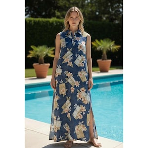 caribbean blue dresses Caribbean Beauty Maxi Dress - Navy