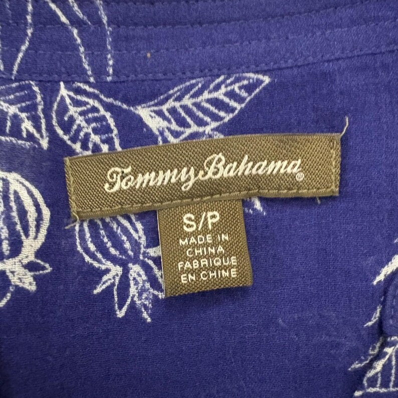 Tommy Bahama dames tuniek top blauw wit bloemen palmprint blouse met knoopsluiting en V-hals S afbeelding 3