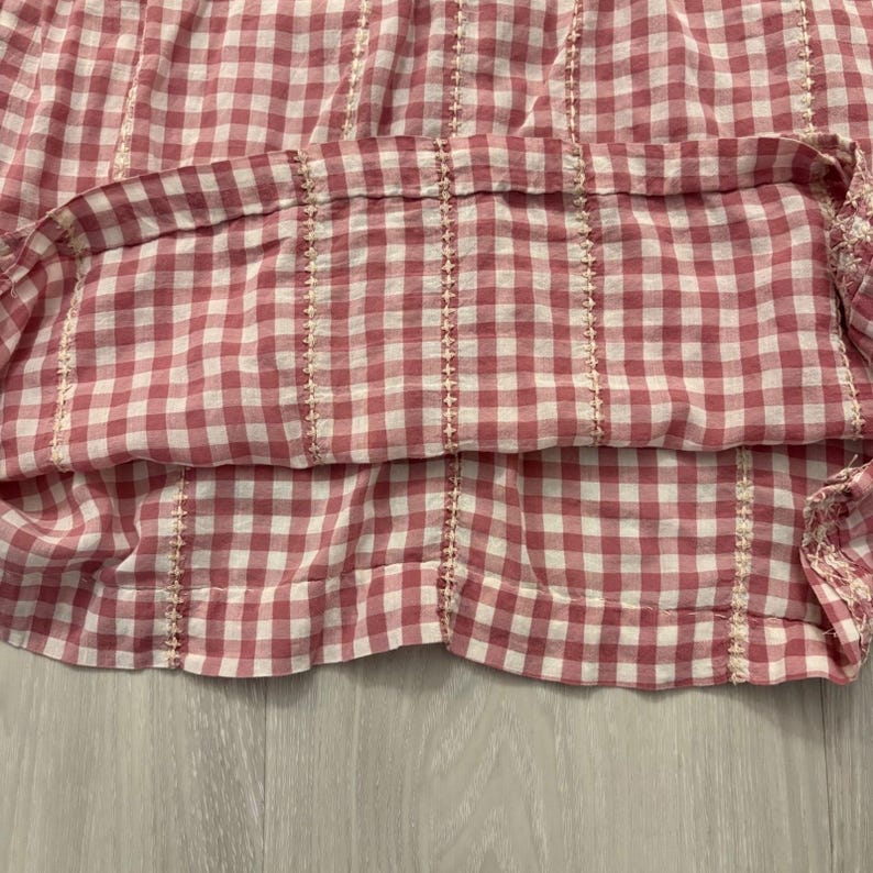 Johnny Was Bluse Damen Workshop Rosa Vichy-Karo-Bluse mit Stickerei und Schnürung Top XS Bild 12