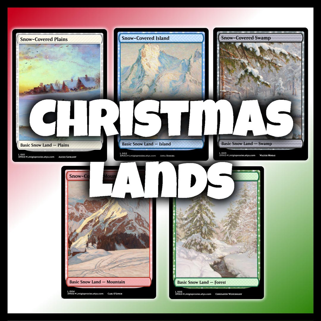 Christmas Lands MTG Basic Lands Proxy: Custom Magic Card Snow Covered ...