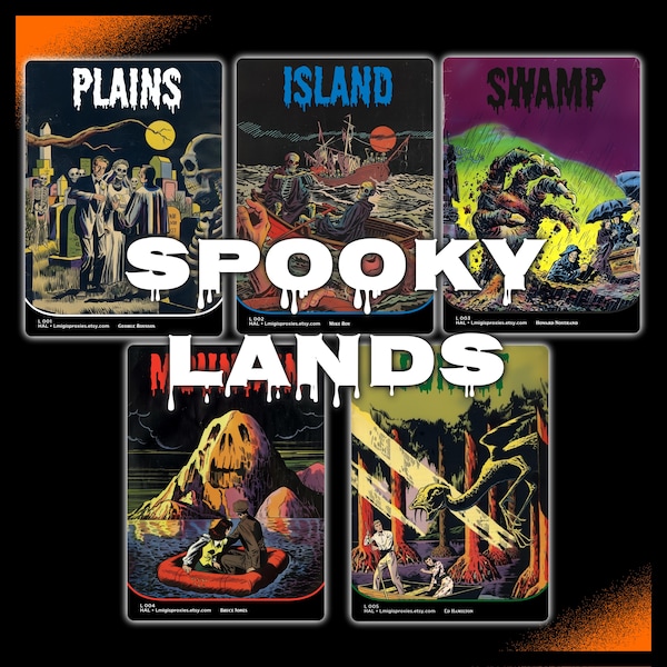 Halloween Lands MTG Basic Lands Proxy: Custom Magic Card Spooky Scary Skeletons