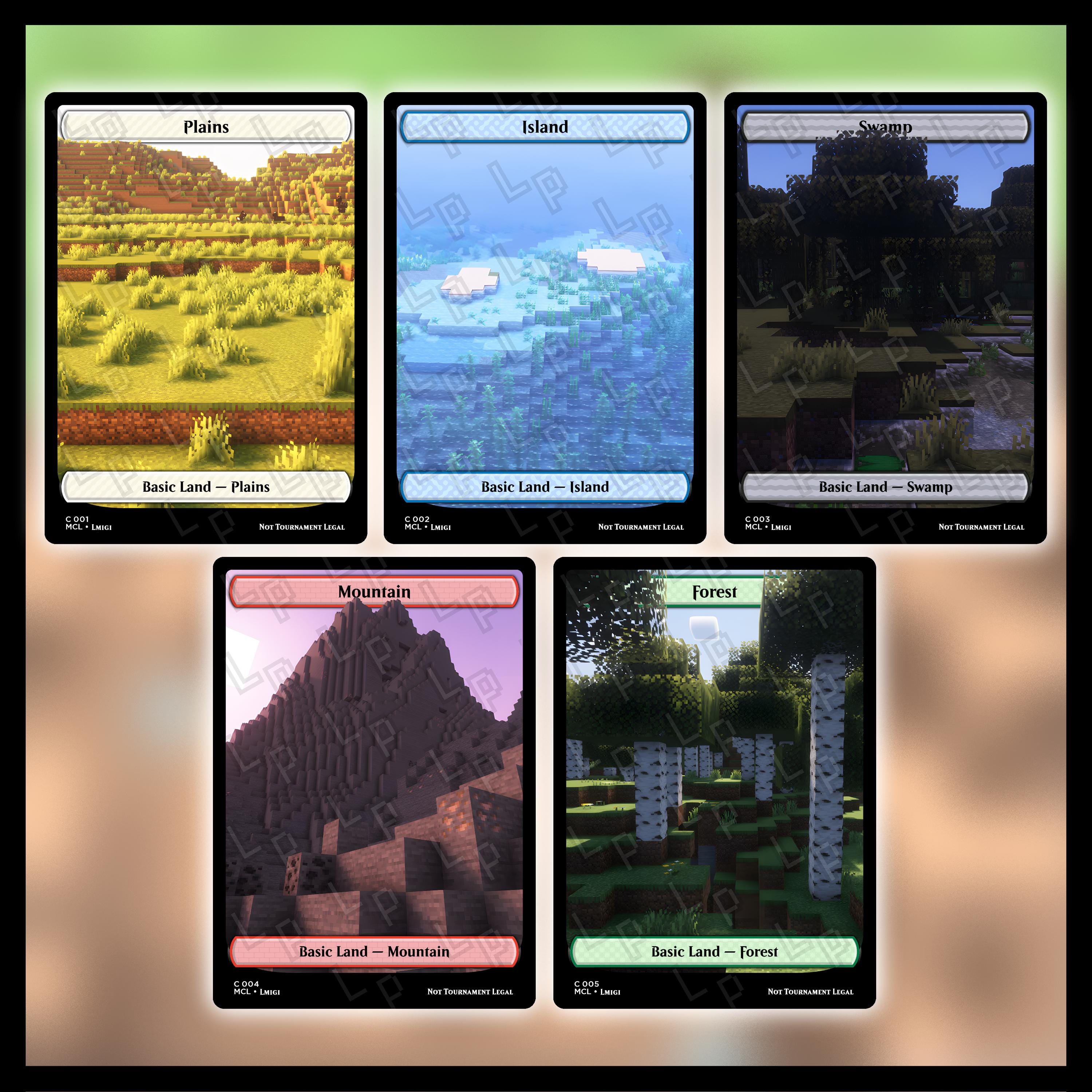 Minecraft Themed — Full Art MTG Basic Lands — Proxy — No AI Art ...