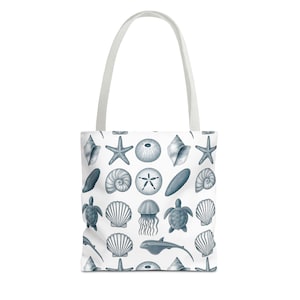 Ocean-Inspired Tote Bag, Beach Bag, Eco-Friendly Tote, Shell Design Carryall, Nautical Gifts, Summer Accessories