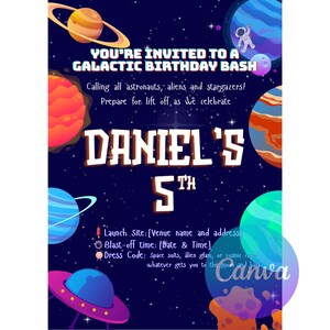 Spaced Theme Editable Birthday Invitation