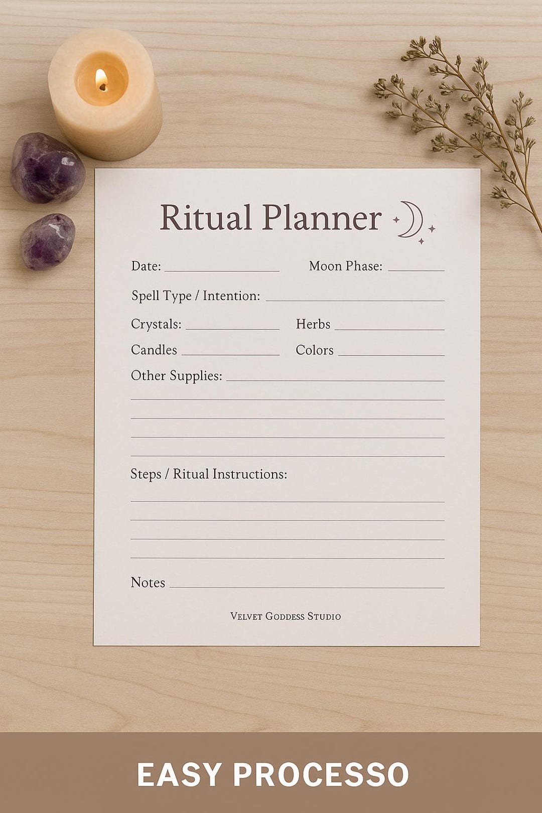 Planner Ritual Spell/ritual Planner Printable – Lunar Witch Worksheet Pdf - Etsy