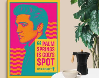 Palm Springs Icons Pop Art Canvas – Elvis Presley | Retro Celeb Wall Art, Mid-Century Glam