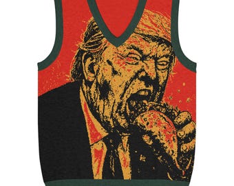 Trump Taco Ugly Christmas Sweater Vest | Unisex Knit Holiday Vest
