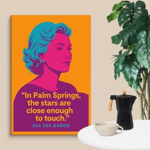 Palm Springs Icons Pop Art Canvas – Zsa Zsa Gabor | Retro Celeb Wall Art, Mid-Century Glam